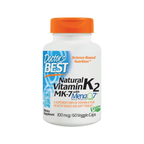 Kapseltillskottflaska med vit etikett och orange lock, Natural Vitamin K2 MK7 med MenaQ7