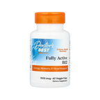 Doctor's Best fullt aktivt B12-kapslar i vit flaska med orange lock, 1500 mcg