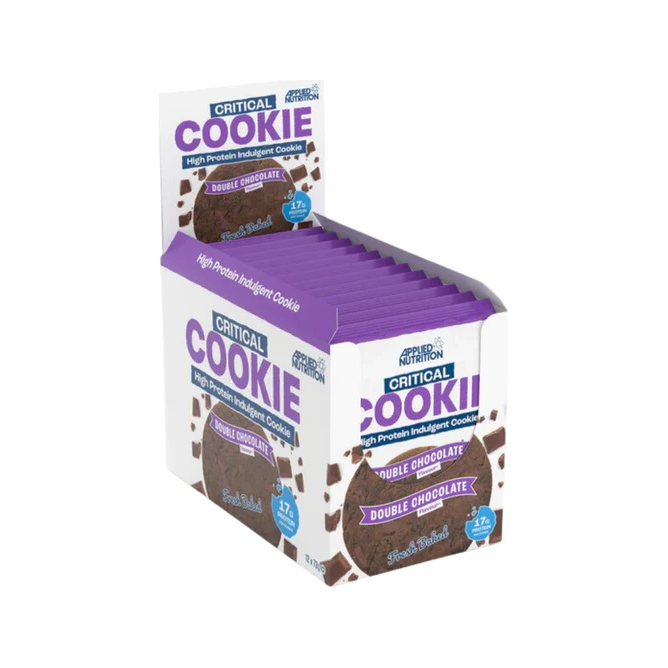 Förpackning med proteincookies med dubbel choklad, 12-pack