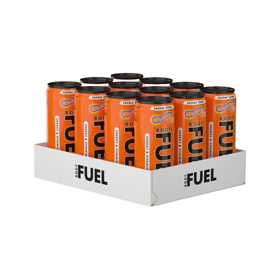 Bodyfuel energidryckburkar, orange, 12 x 330 ml i kartong