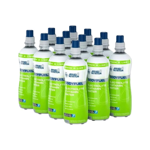 Elektrolyt- och vitaminvatten i limegröna flaskor, 500 ml, 12-pack