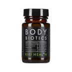 KIKI Health Body Biotics kapselburk i bärnstensfärgat glas med svart lock