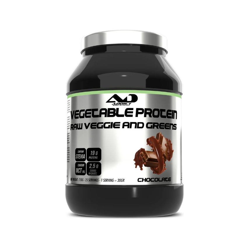 Vegetabiliskt proteinpulver i förpackning, chokladsmak, 750 g