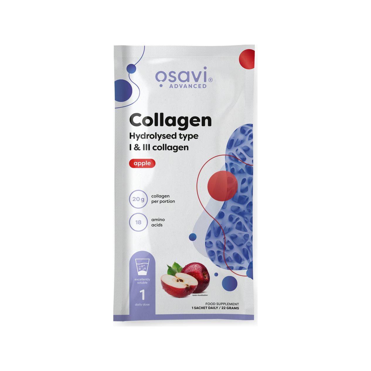Collagen Hydrolysed Type I & III, Apple - 22 grams (1 serving)
