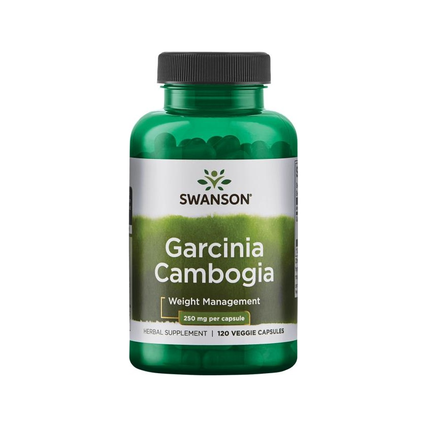 Swanson Garcinia Cambogia 250 mg kapselburk, grön lock och etikett