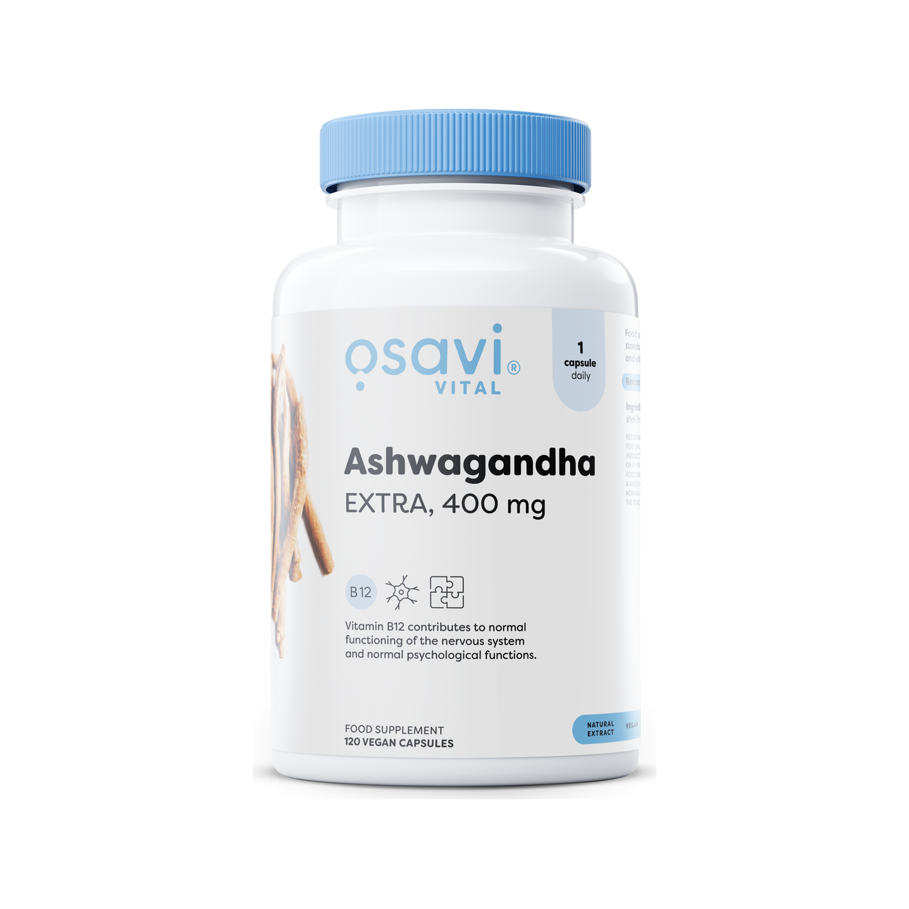 Osavi Vital Ashwagandha Extra 400 mg kosttillskott i flaska, 120 kapslar