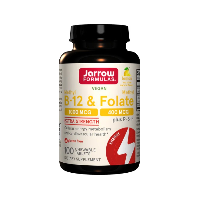 Svart burk med tuggtabletter från Jarrow Formulas, med citronsmak.