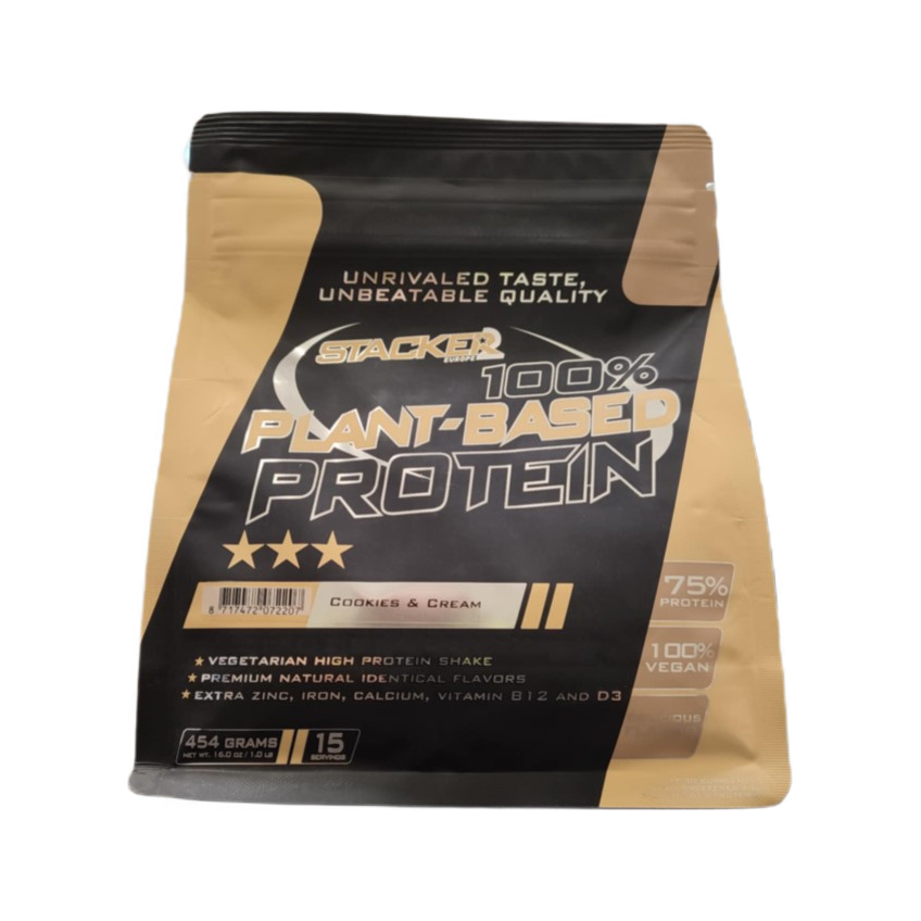 Växtbaserad proteinpulverpåse, cookies & cream