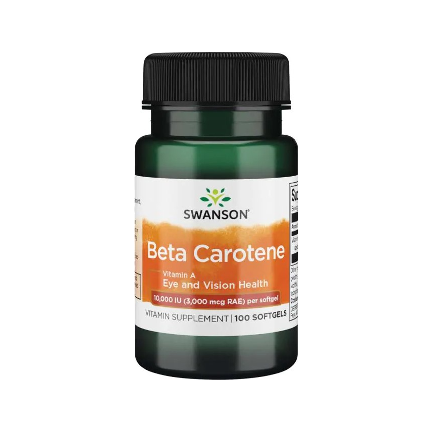 Swanson Beta Carotene vitamin A-kapslar i mörk burk, 100 kapslar