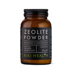 Zeolitpulver i brun glasburk med svart lock och etikett, 60 g, KIKI Health