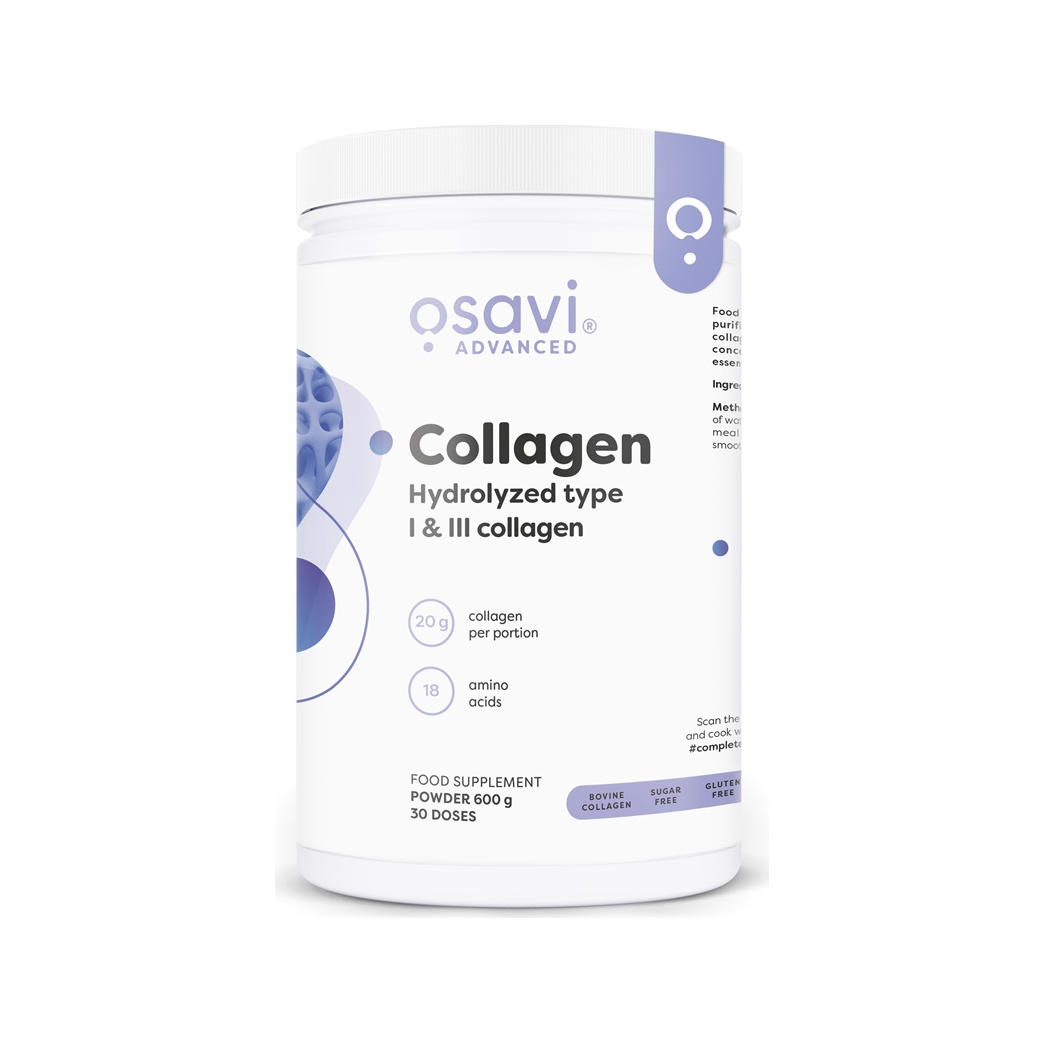 Osavi kollagentillskott i vit burk, hydrolyserat typ I & III, 600 g