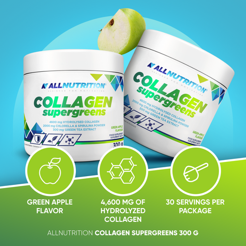 Allnutrition Collagen Supergreens Green Apple 300 g