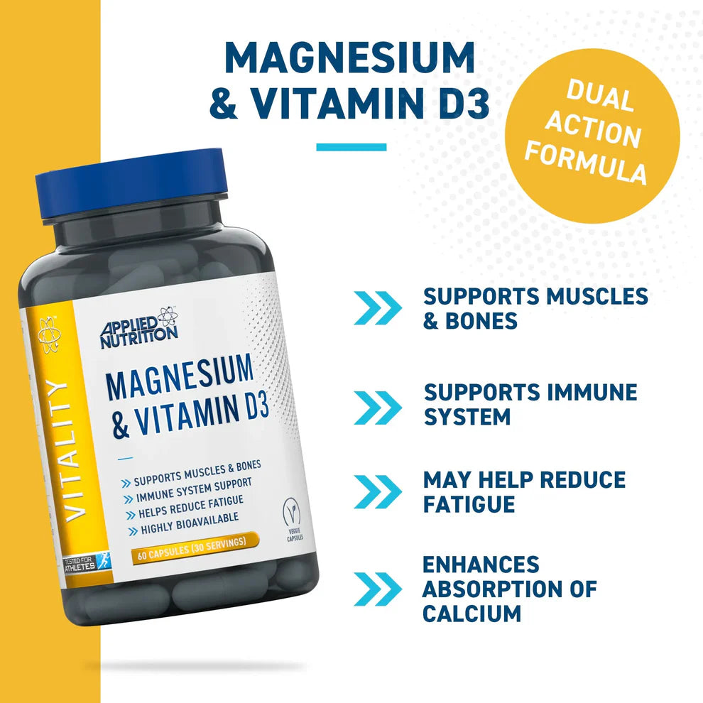 Applied Nutrition Magnesium & Vitamin D3 60 Kapslar