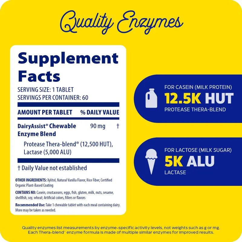 Enzymedica DairyAssist Chewable 60 Tuggtabletter