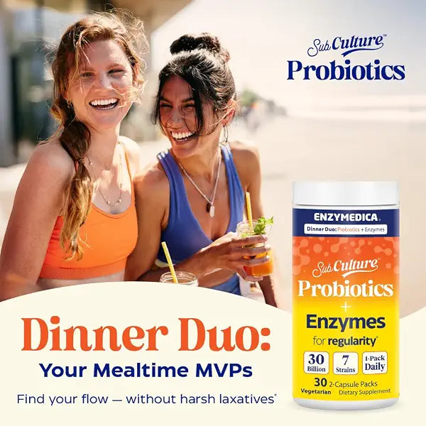 Enzymedica SubCulture Dinner Duo Probiotics + Enzyme for Regularity Packs