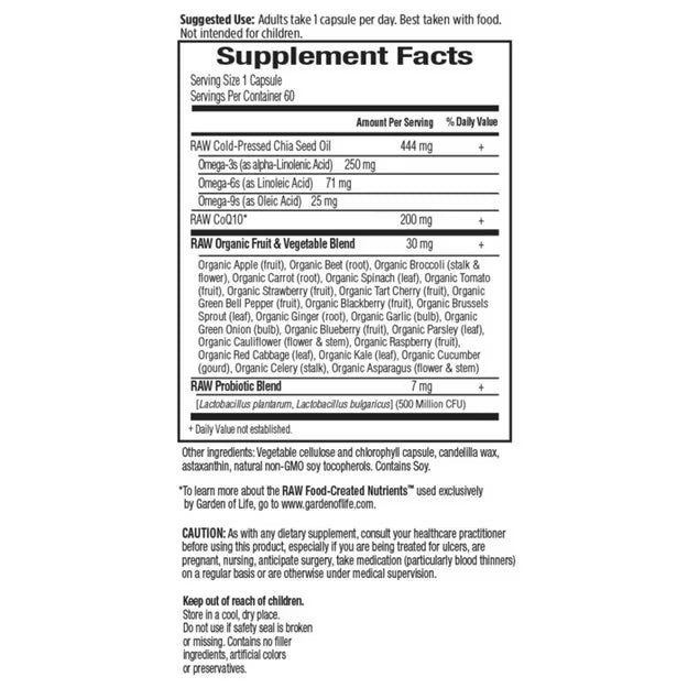 Garden of Life Raw CoQ10 200mg 60 Kapslar