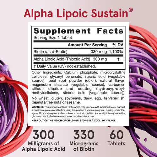 Jarrow Formulas Alpha Lipoic Sustain with Biotin 120 tabletter