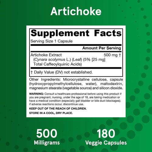 Jarrow Formulas Artichoke 500 mg 180 kapslar