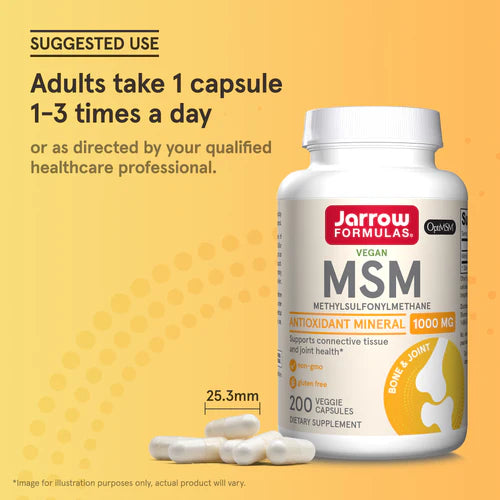 Jarrow Formulas MSM (Methyl-Sulfonyl-Methane) 1000 mg 200 kapslar