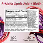 Jarrow Formulas R-Alpha Lipoic Acid with Biotin 60 kapslar