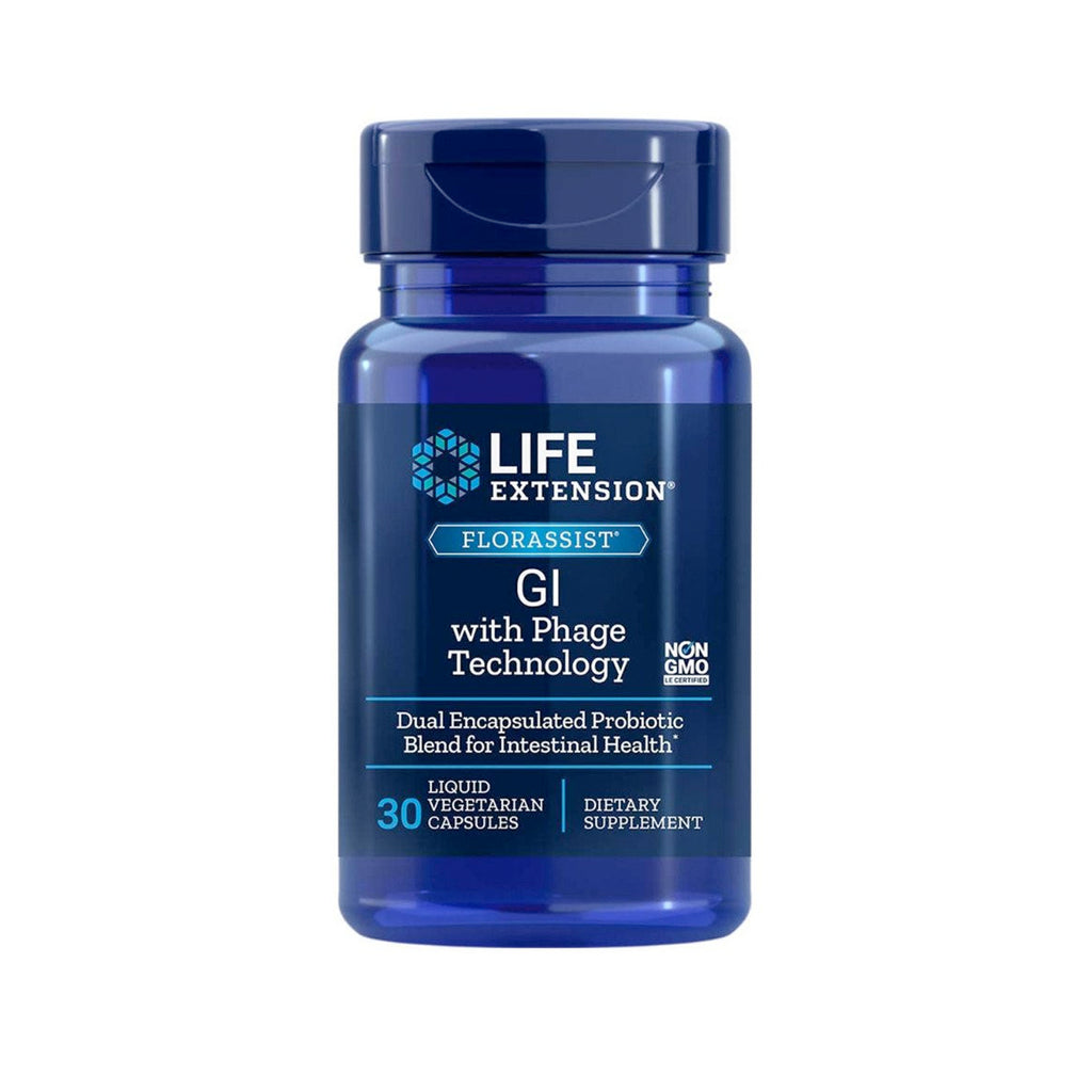 Kapselburk Life Extension Florassist GI, fage-teknik, 30 flytande kapslar