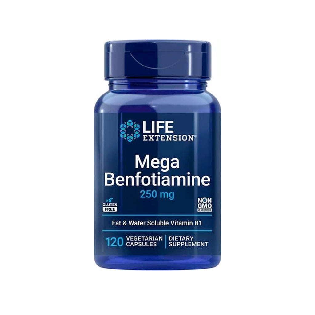 Tillskottsflaska Life Extension Mega Benfotiamine 250 mg, 120 kapslar
