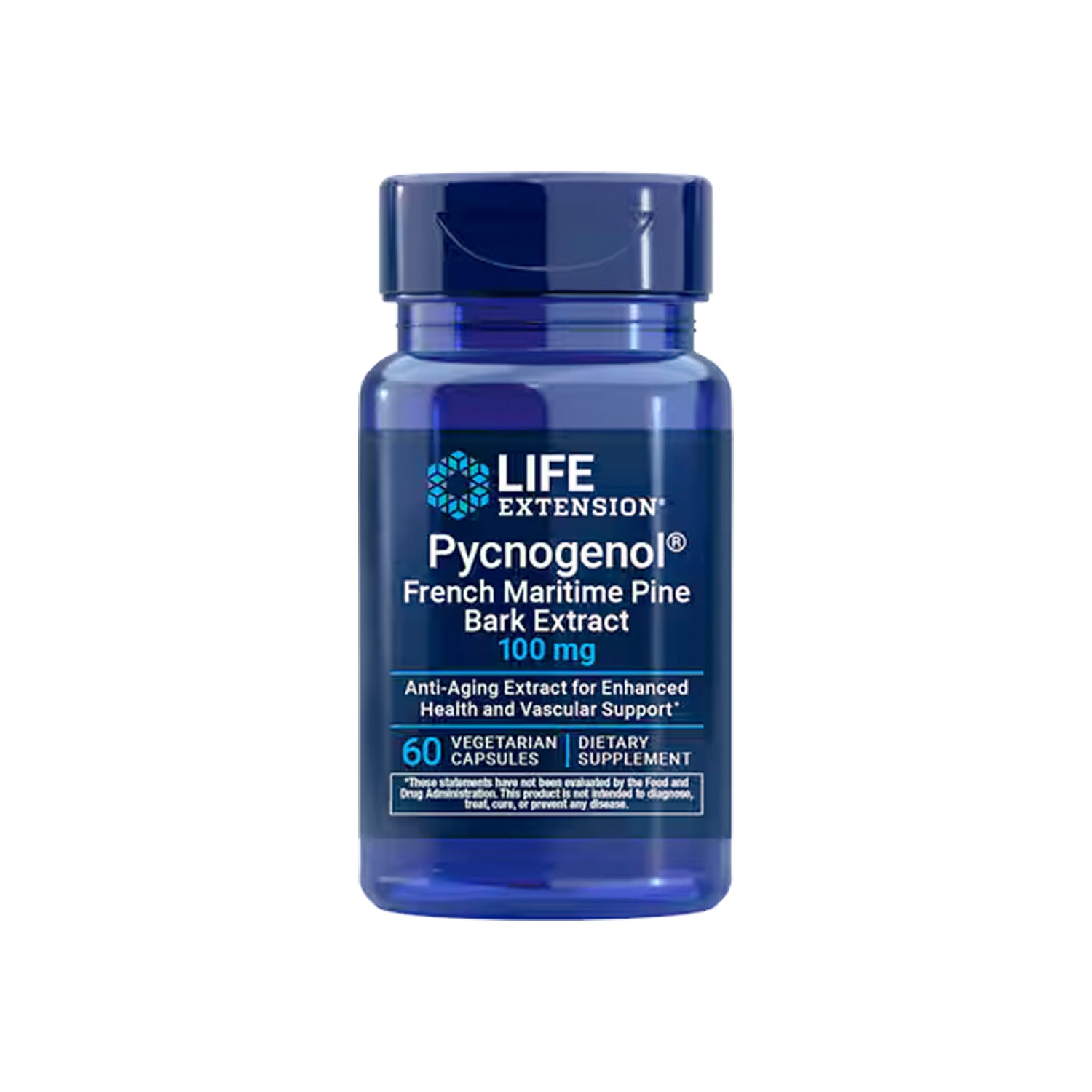 Kapseltillskott i blå flaska: Life Extension Pycnogenol, 60 kapslar