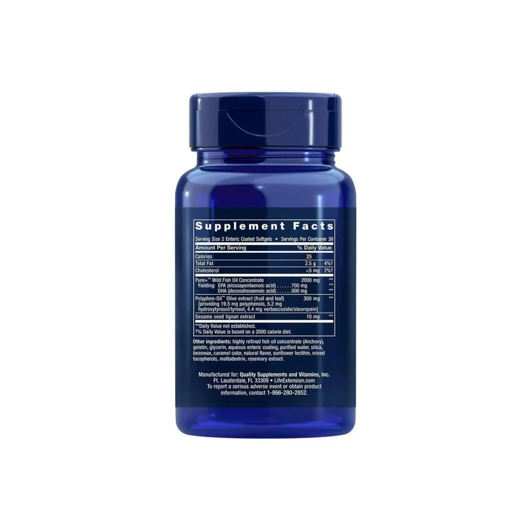 Life Extension Super Omega-3 EPA/DHA with Sesame Lignans & Olive Extract 60 enteric coated softgels