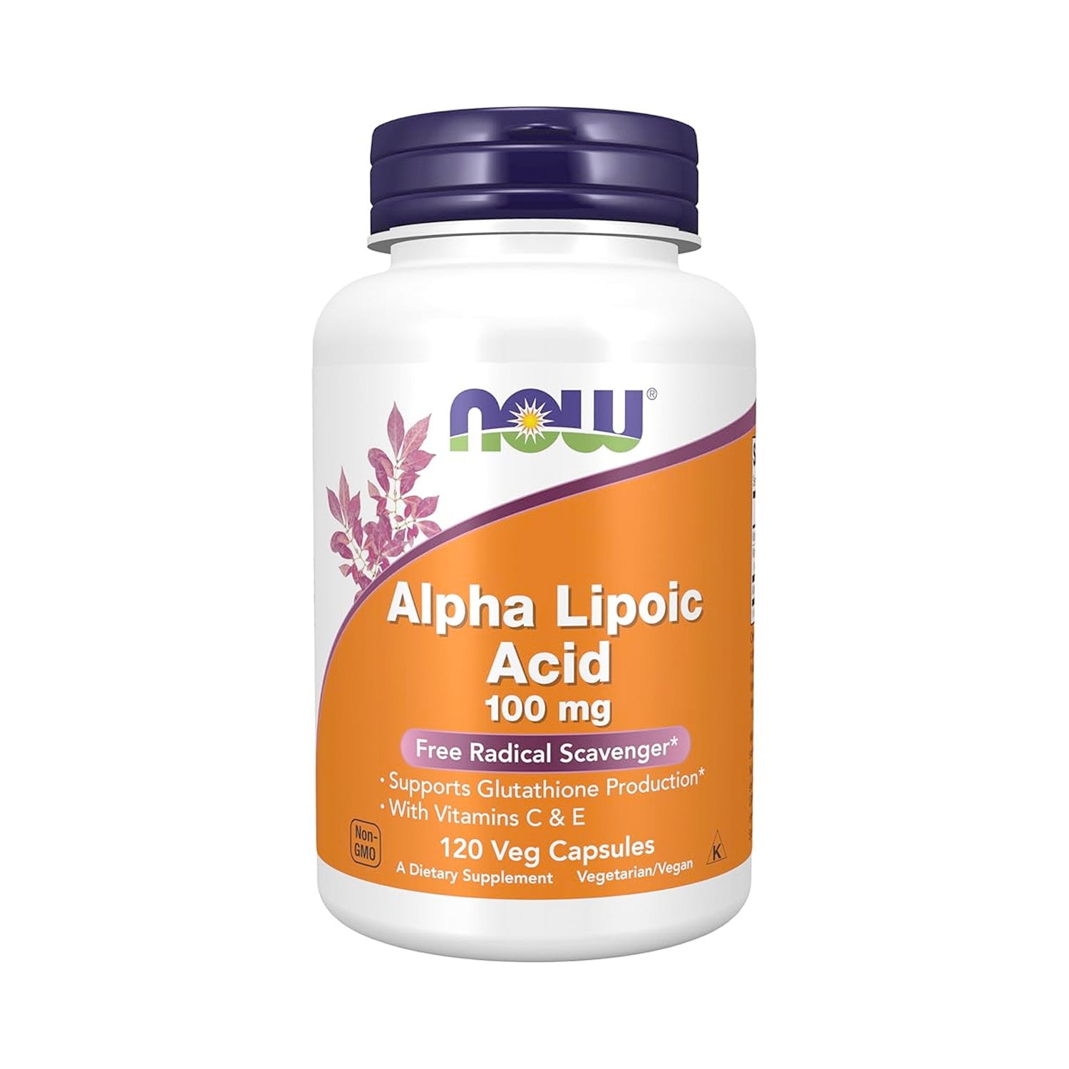 NOW kapselburk: Alpha Lipoic Acid 100 mg, vegetabiliska kapslar, lila lock