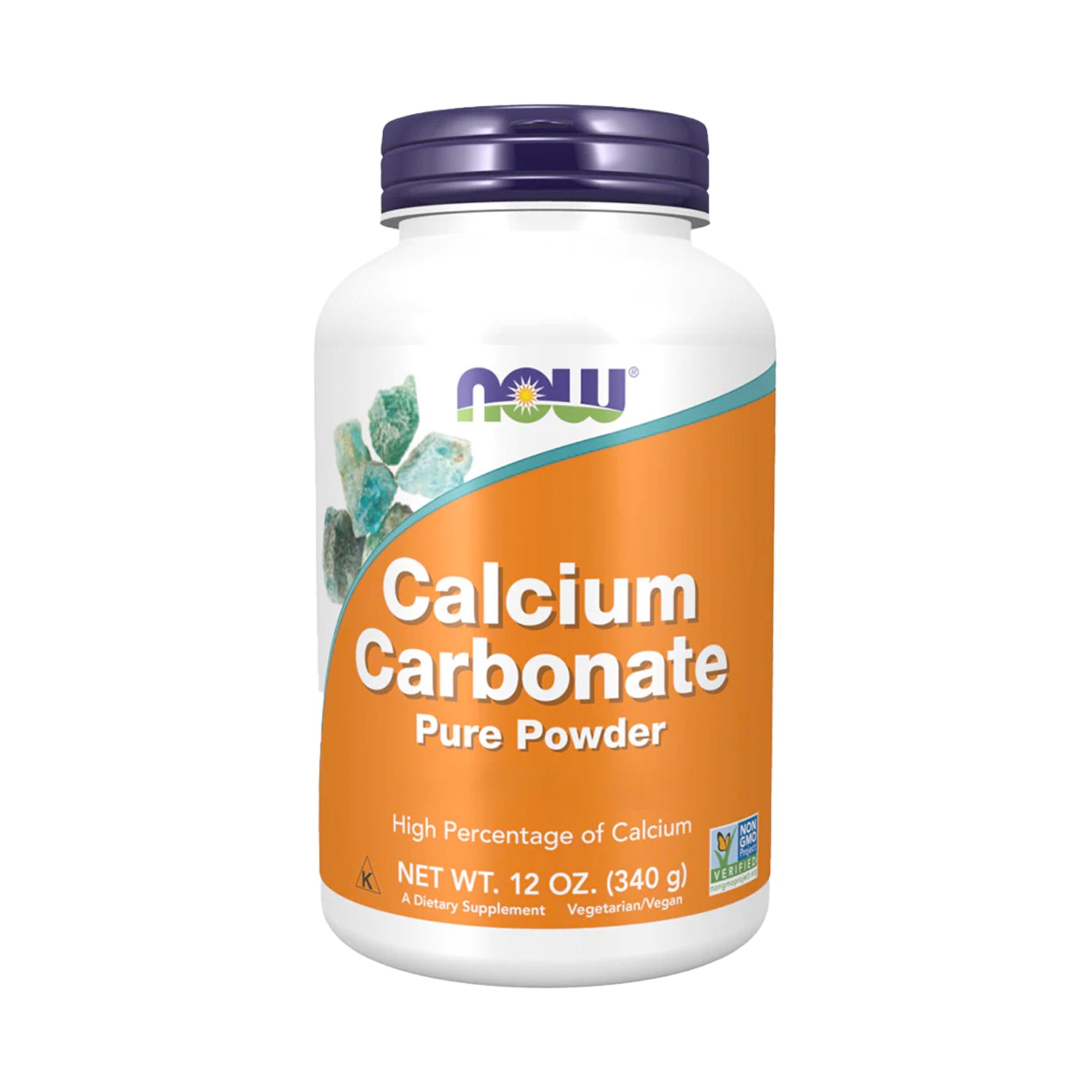 NOW Foods kalciumkarbonatpulver i burk, 340 g