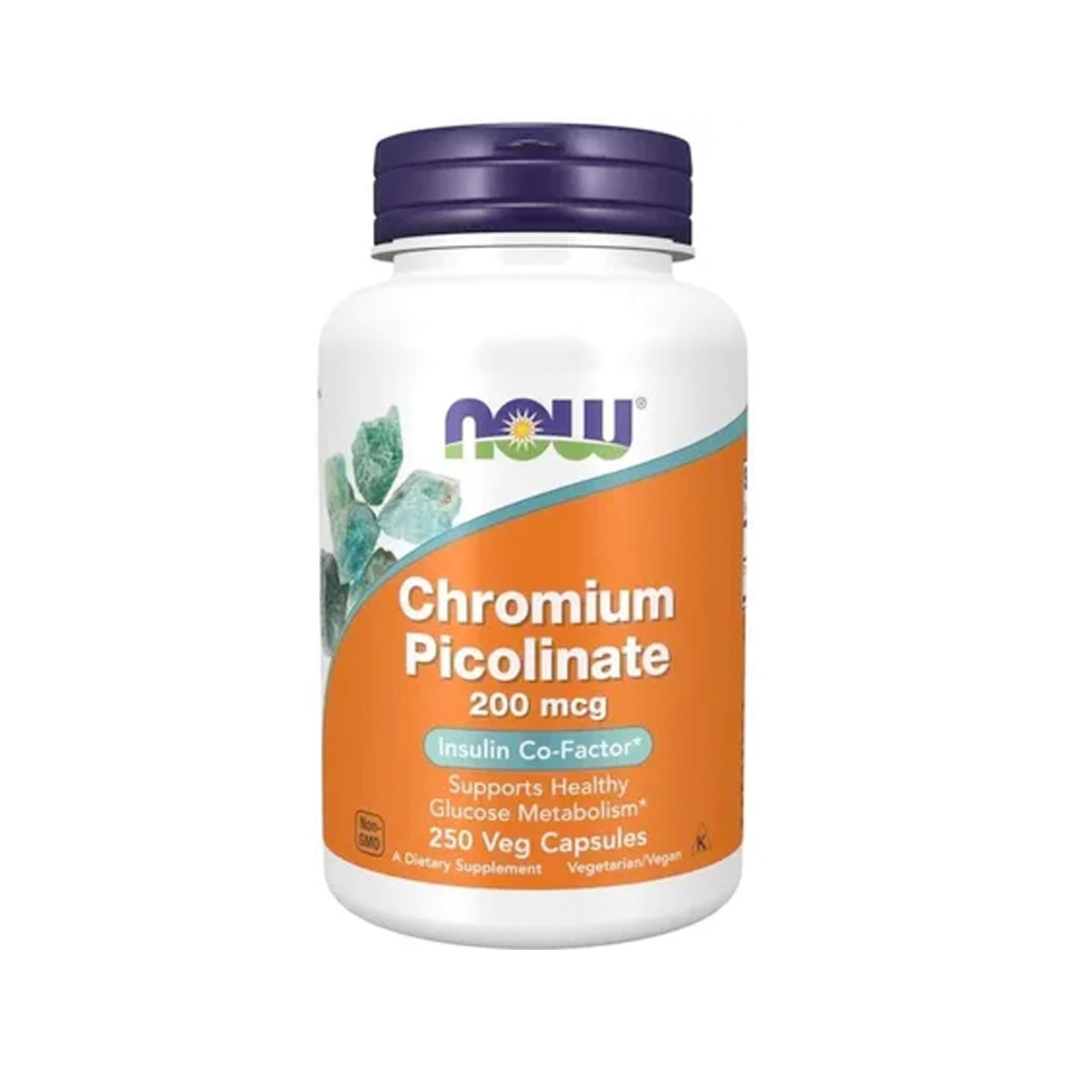 Chromium Picolinate 200 mcg, NOW Foods, burk med 250 veganska kapslar