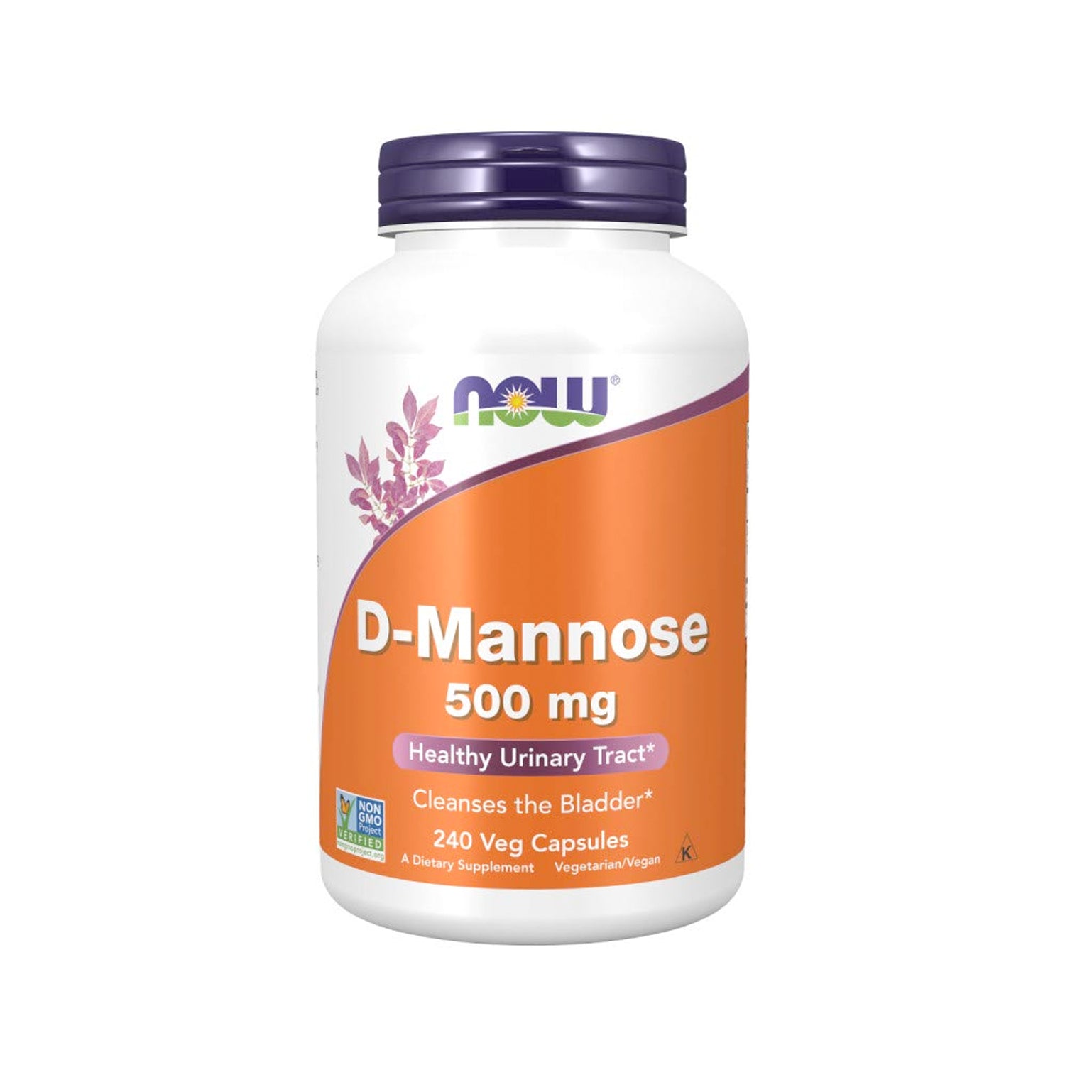 D-Mannose 500 mg i burk med lila lock, 240 kapslar.