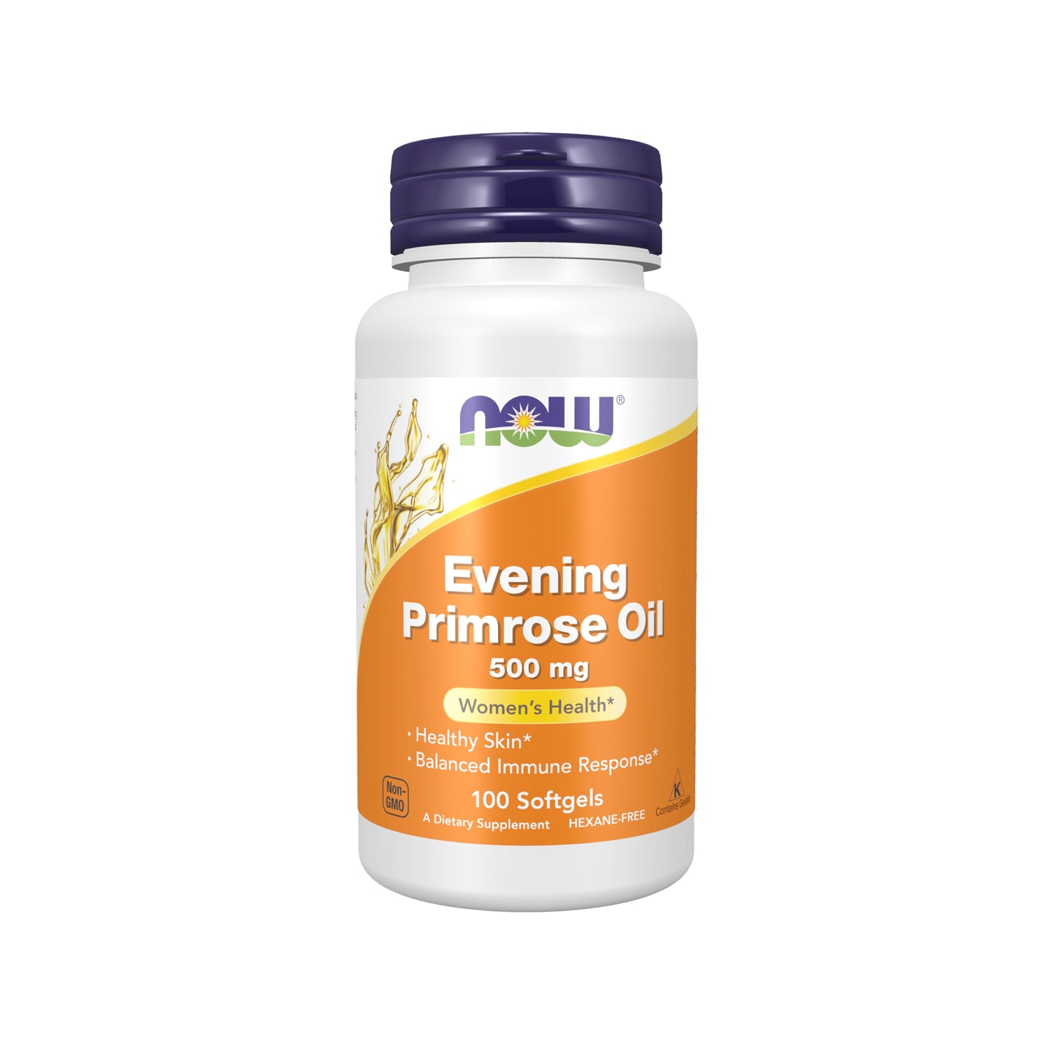 NOW Foods Evening Primrose Oil-flaska med 500 mg softgels, 100 kapslar