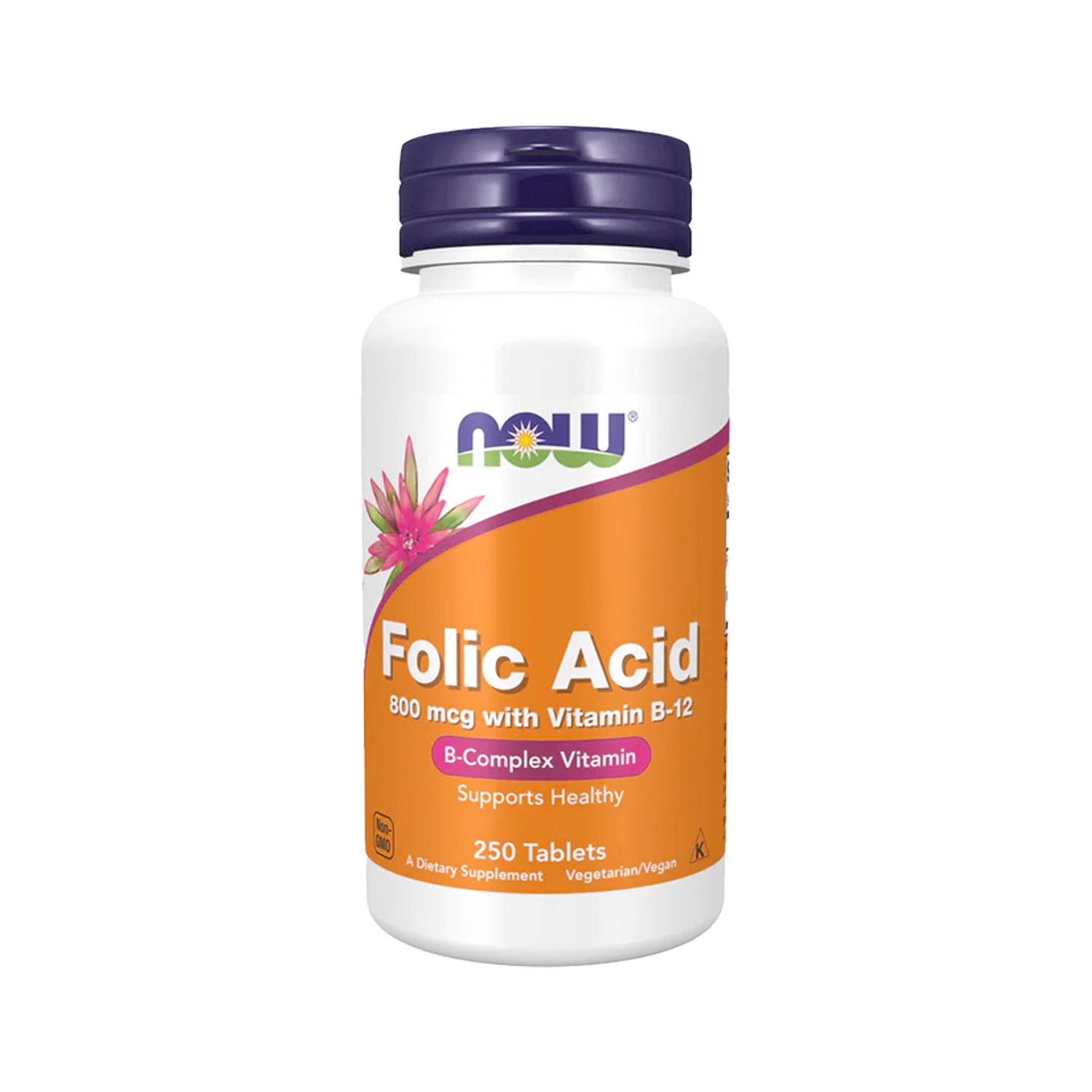 NOW Foods Folic Acid with Vitamin B12 800 mcg 250 Tabletter