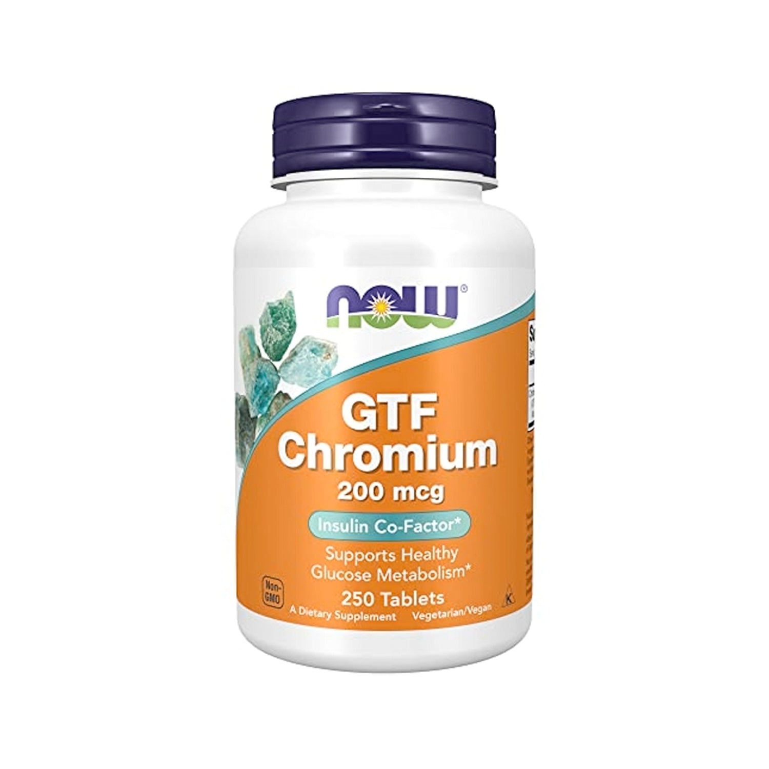 NOW Foods GTF Chromium 200 mcg tablettflaska, 250 tabletter