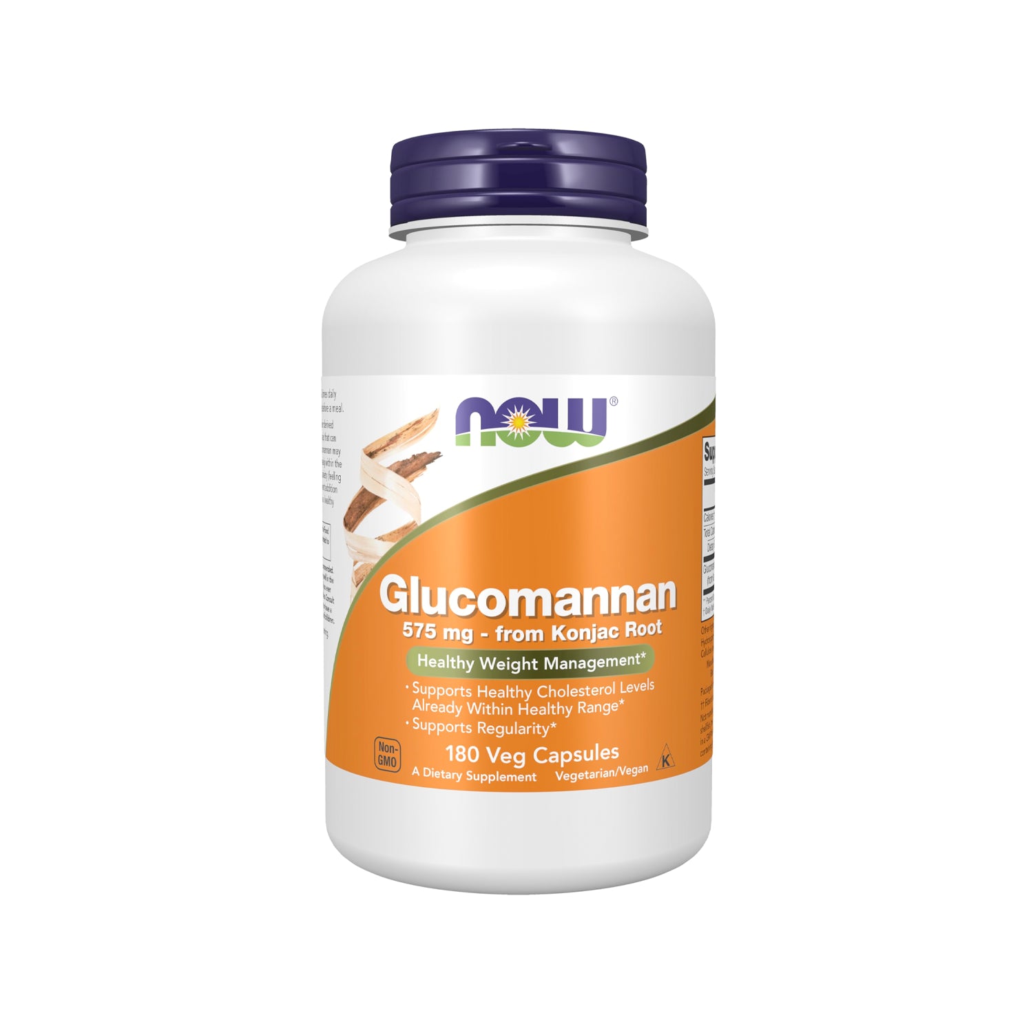 NOW Foods glukomannan i kapselburk, 180 vegetariska kapslar