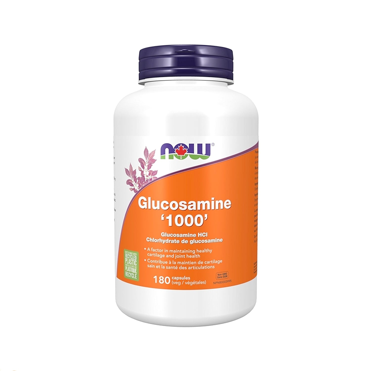 NOW Foods glukosamintillskott Glucosamine '1000' i plastflaska med etikett