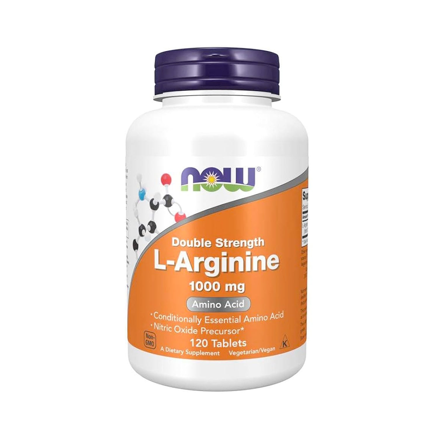 NOW Foods L-Arginine kosttillskott i vit burk, 1000 mg L-arginin