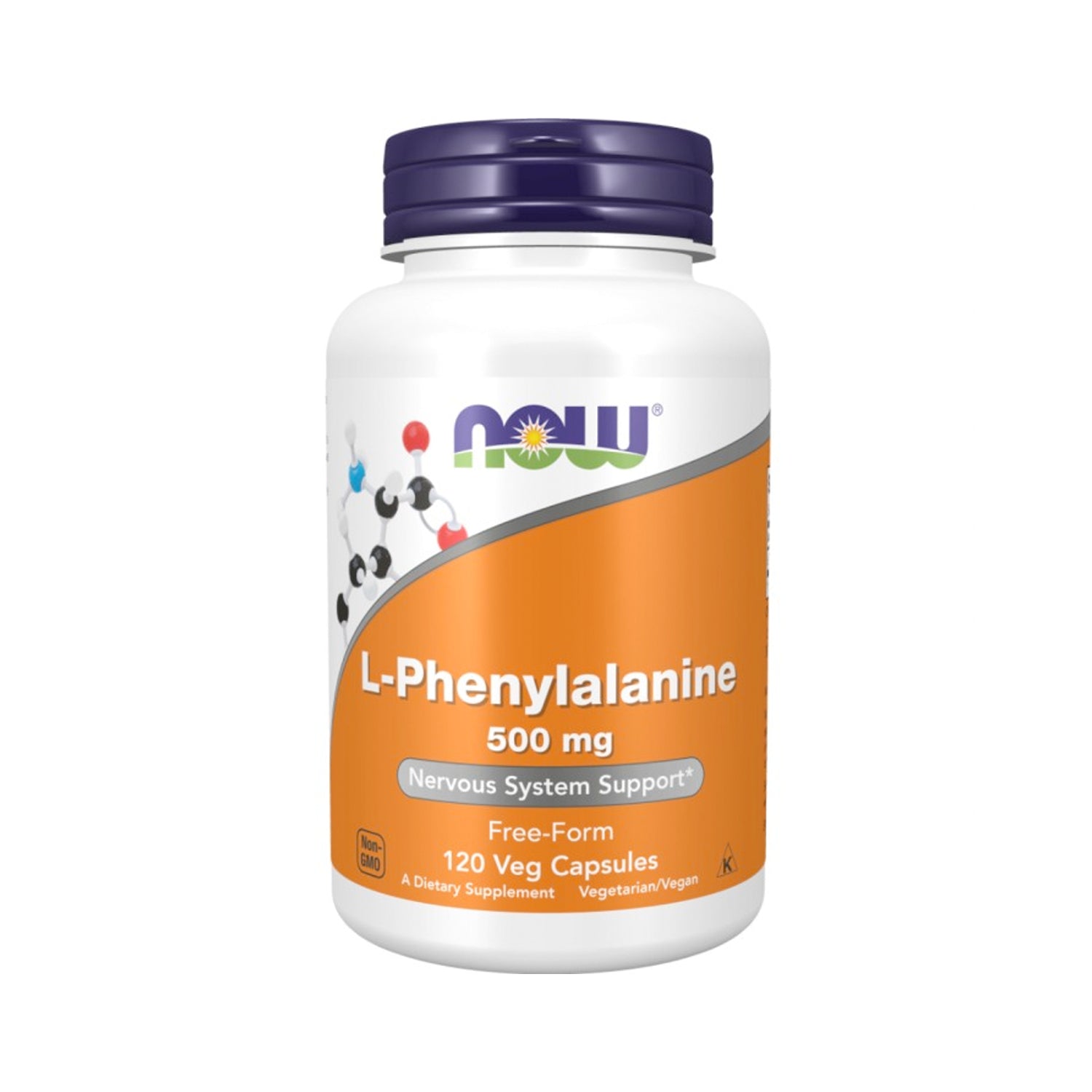 NOW Foods L-Fenylalanin 500 mg kapslar i burk med etikett