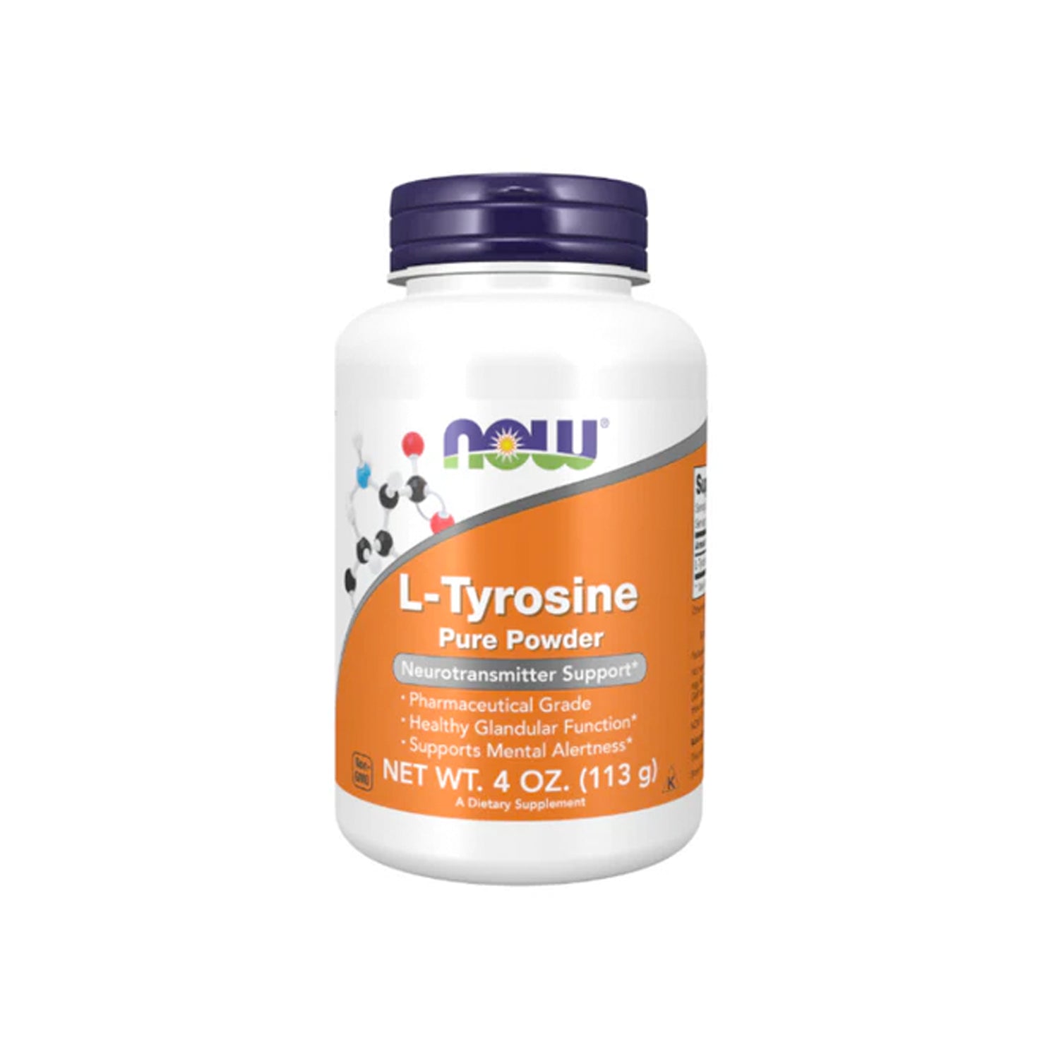 L-tyrosin-pulver i NOW Foods-burk