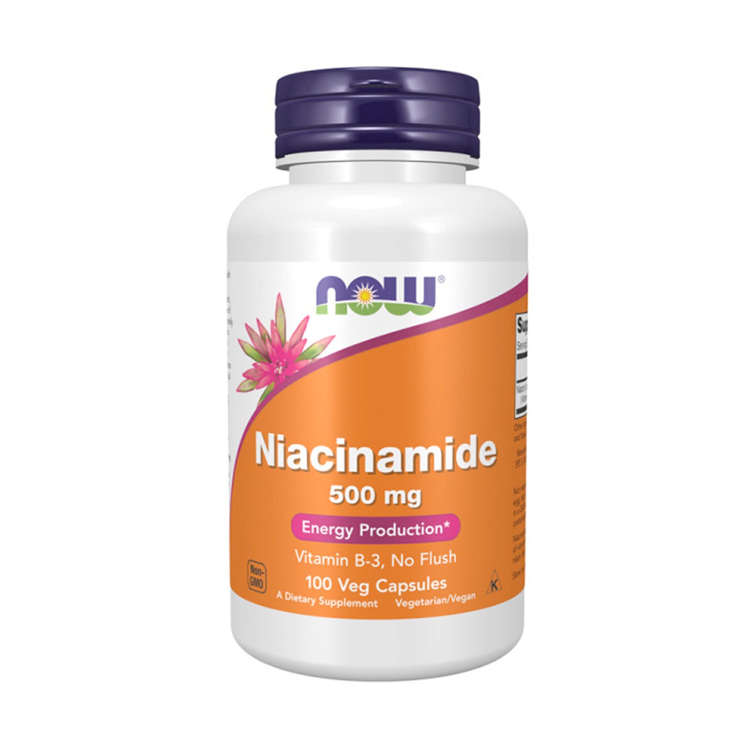 Niacinamid 500 mg kapseltillskott i burk, NOW Foods