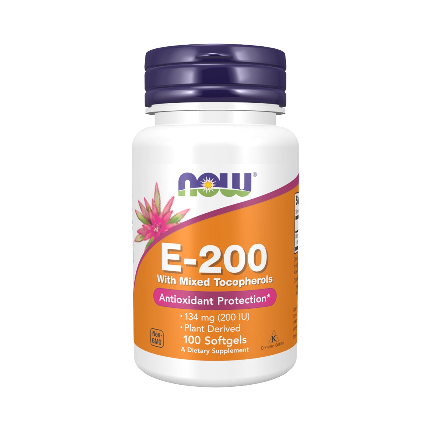 NOW Foods Vitamin E-200 Natural (Mixed Tocopherols) 100 Kapslar
