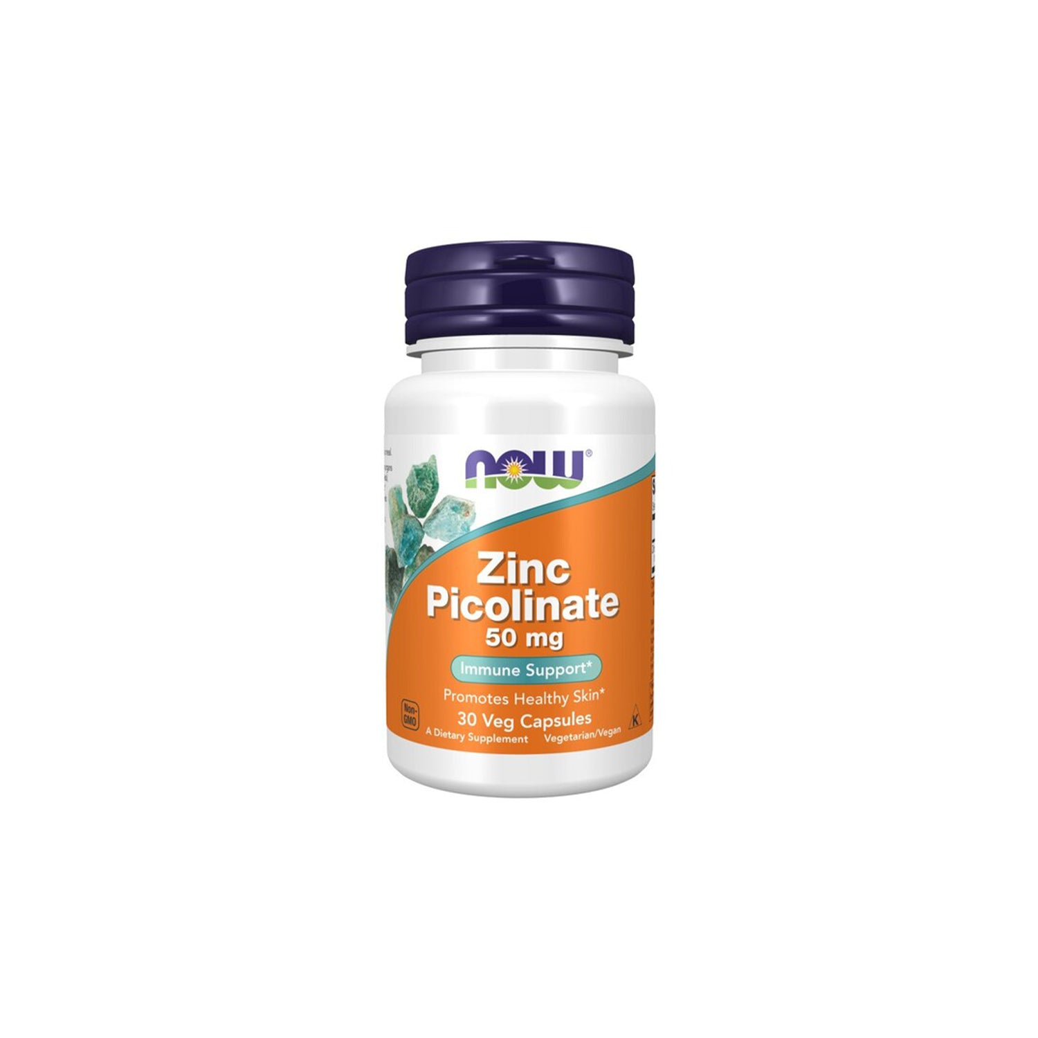 NOW Foods Zink Picolinat-kapslar i vit burk med blå lock