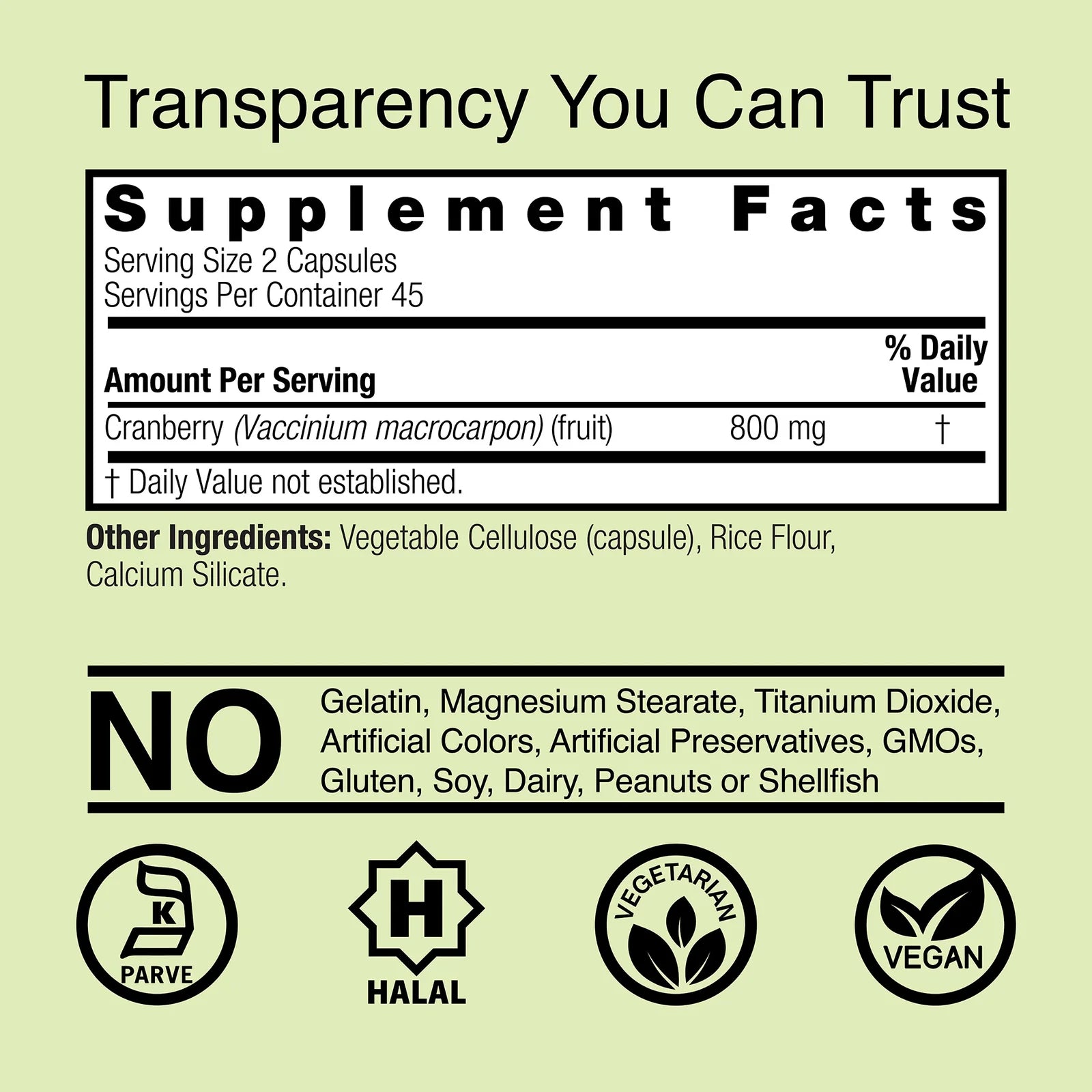 Nature's Answer Cranberry 800 mg 90 Kapslar