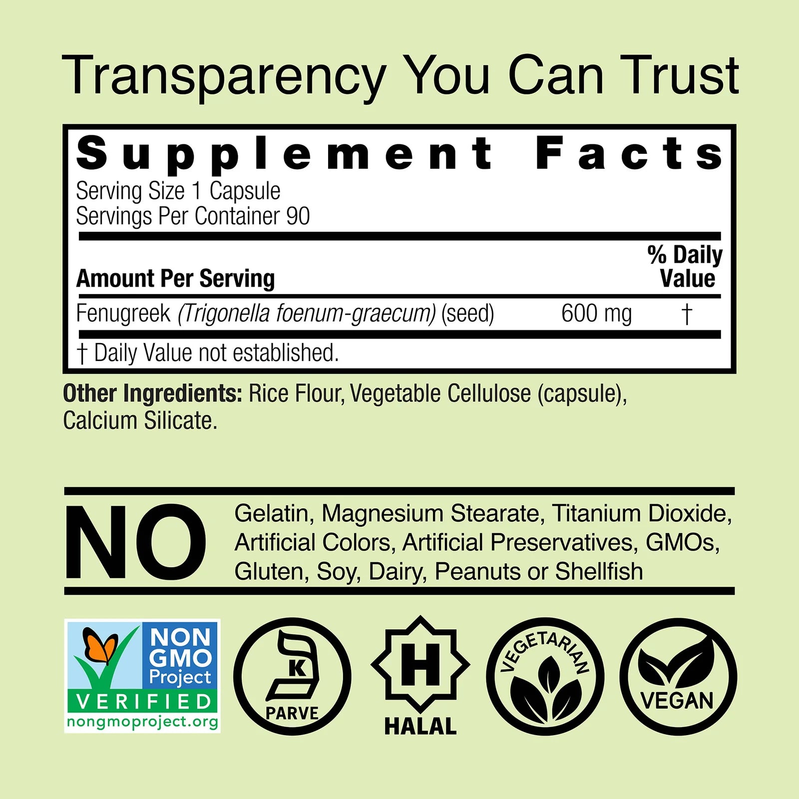 Nature's Answer Fenugreek 600 mg 90 Kapslar