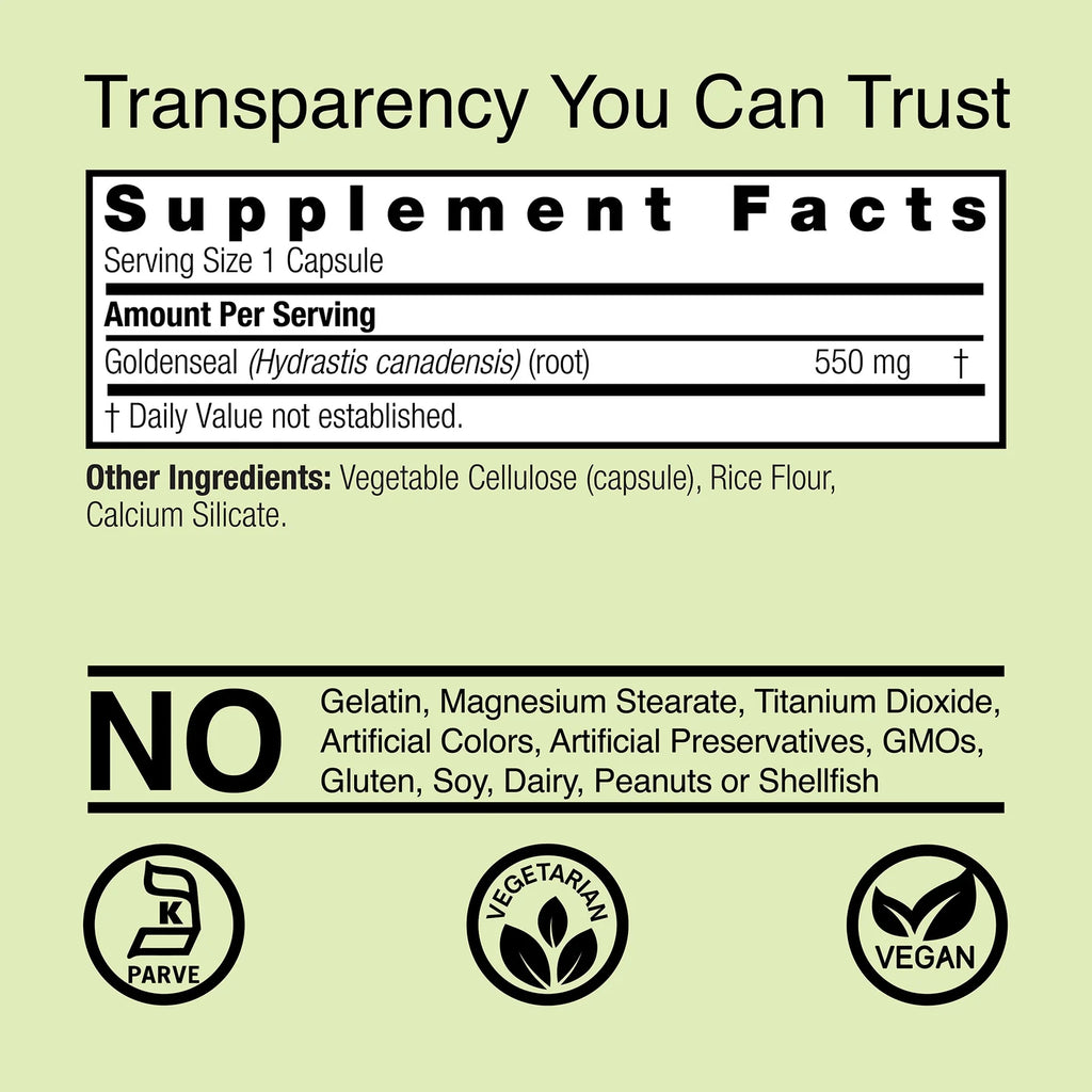 Nature's Answer Goldenseal Root 550 mg 50 Kapslar