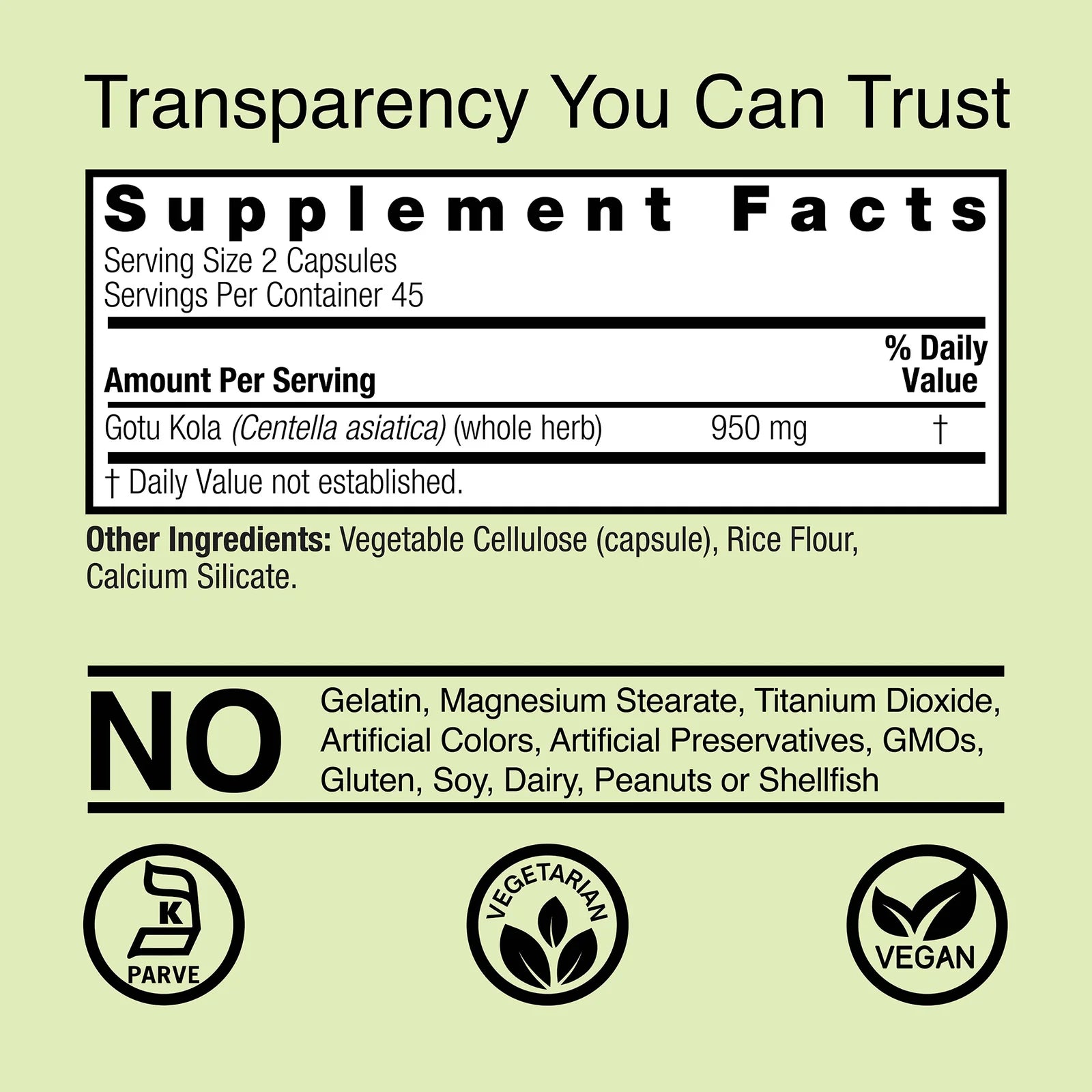 Nature's Answer Gotu Kola 330 mg 60 Kapslar