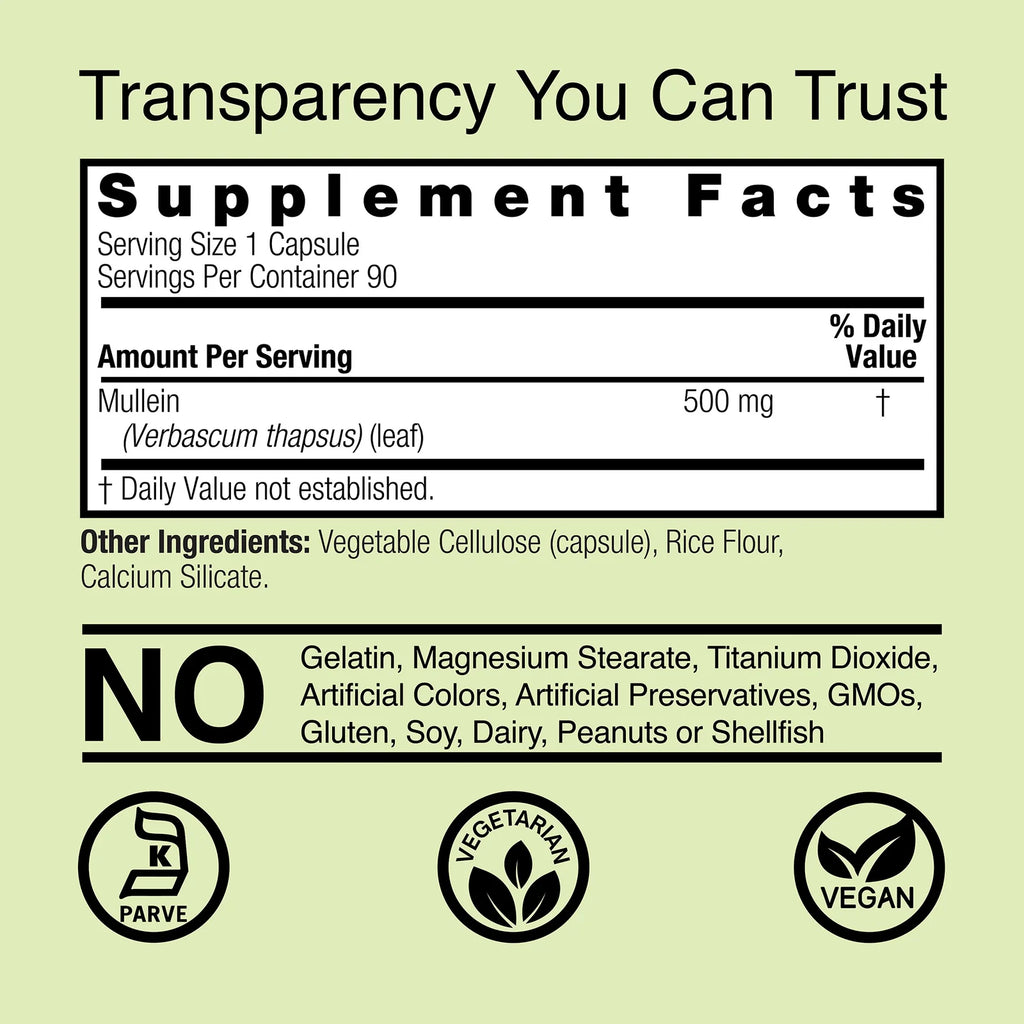 Nature's Answer Mullein Leaf 500 mg 90 Kapslar