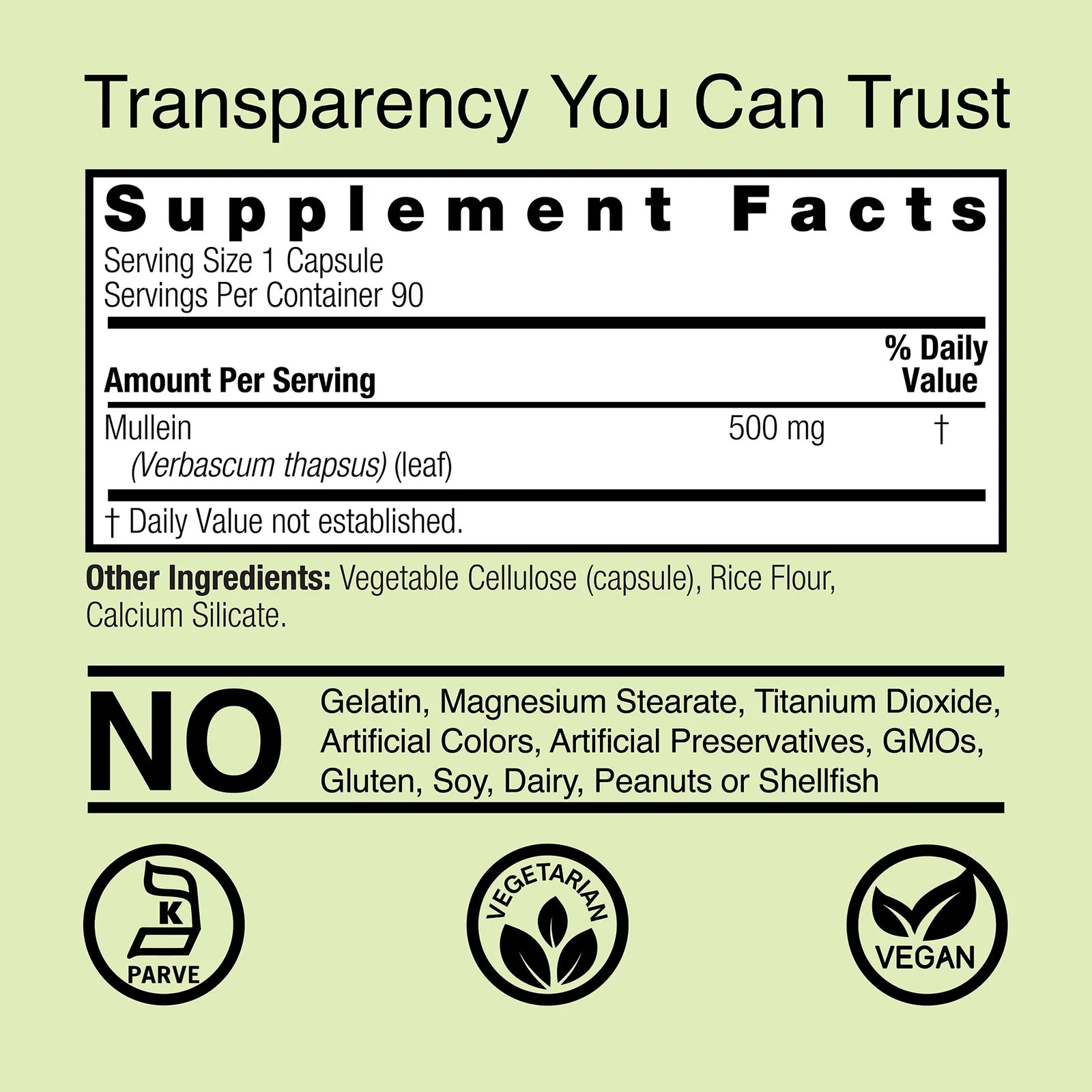 Nature's Answer Mullein Leaf 500 mg 90 Kapslar