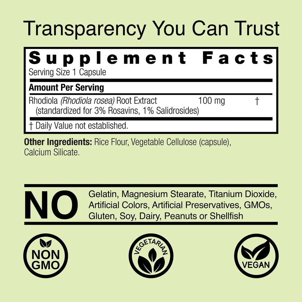 Nature's Answer Rhodiola Root 100 mg 60 Kapslar